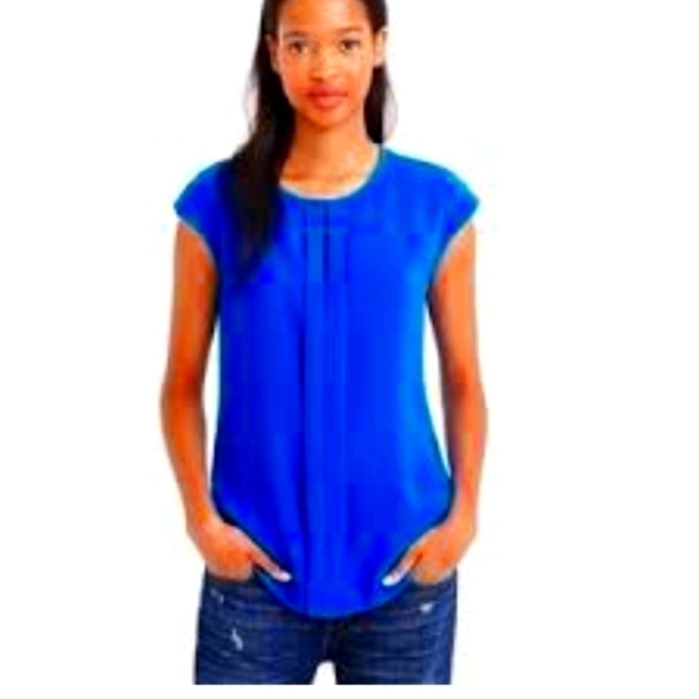 NWT ROYAL BLUE MAX STUDIO SILK TOP XSMALL